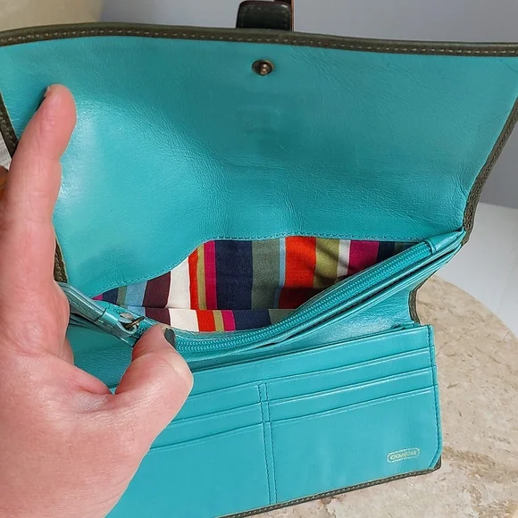 Coach legacy 65th Anniversary🫒 olive & Aqua  Vachetta leather rare 💚 1941 - Picture 2 of 13